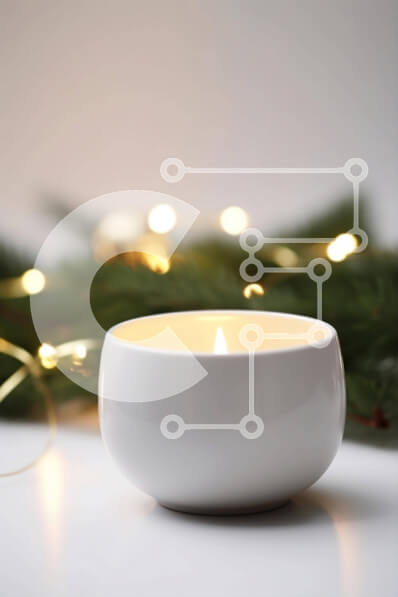 Intra Συλλεκτικό Ξύλινο Παζλ Plywood  4mm - Διακόσμηση με λευκό κερί και χριστουγεννιάτικα φώτα Σε Ξύλινο Κουτί - Διαστάσεις Puzzle: 10x10 cm – 25 κομμάτια