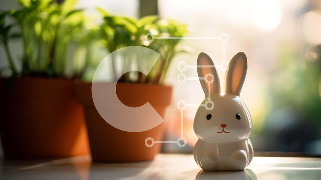 Intra Συλλεκτικό Ξύλινο Παζλ Plywood  4mm - Μικρό λευκό ειδώλιο λαγουδάκι με φυτά σε γλάστρες Σε Ξύλινο Κουτί - Διαστάσεις: 10x10 cm – 25 κομμάτια