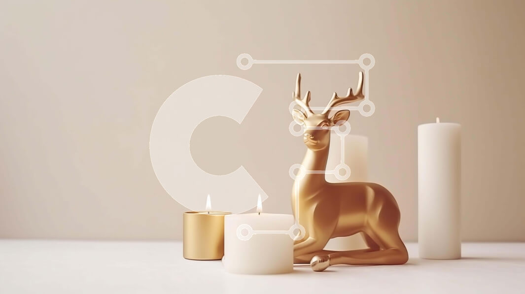 Intra Συλλεκτικό Ξύλινο Παζλ Plywood  4mm - Χρυσό ειδώλιο ελαφιού δίπλα σε λευκά κεριά Σε Ξύλινο Κουτί - Διαστάσεις: 10x10 cm – 25 κομμάτια