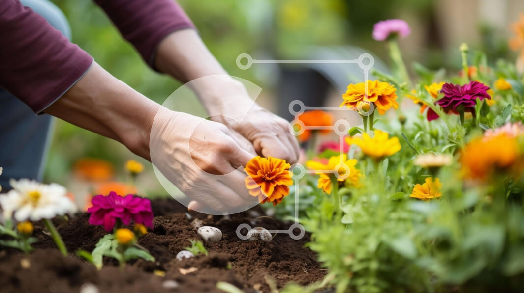 Intra Συλλεκτικό Ξύλινο Παζλ Plywood  4mm - Άτομο που φυτεύει λουλούδια στον κήπο Σε Ξύλινο Κουτί - Διαστάσεις: 10x10 cm – 25 κομμάτια