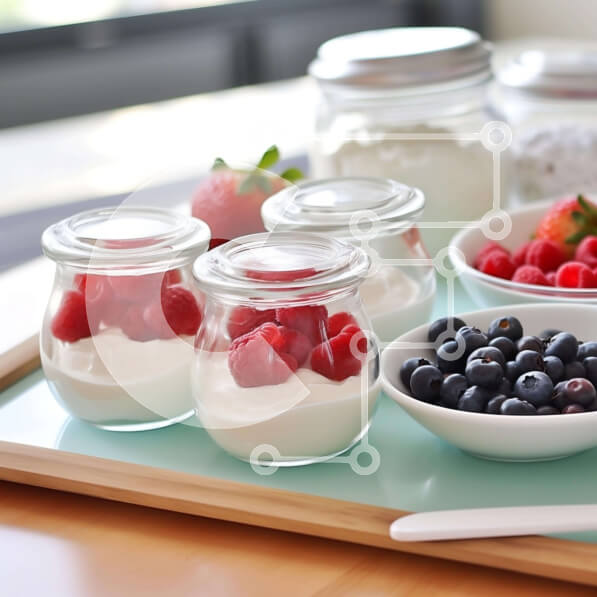 Σετ των 2 Intra Συλλεκτικό Ξύλινο Παζλ Plywood  4mm - Μπολ γιαουρτιού και μούρων με φρέσκα φρούτα και υλικά Σε Ξύλινο Κουτί - Διαστάσεις: 10x10 cm – 25 κομμάτια