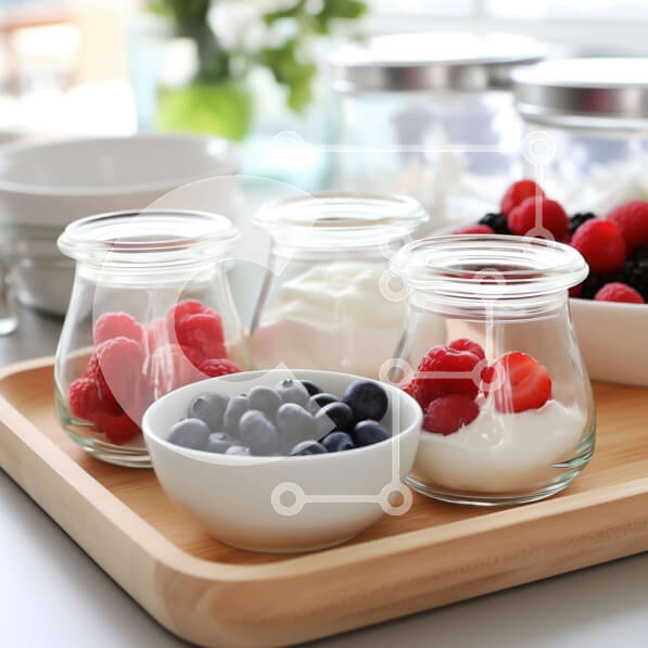 Σετ των 2 Intra Συλλεκτικό Ξύλινο Παζλ Plywood  4mm - Νόστιμο μπολ γιαουρτιού με φρέσκα μούρα και υλικά Σε Ξύλινο Κουτί - Διαστάσεις: 10x10 cm – 25 κομμάτια