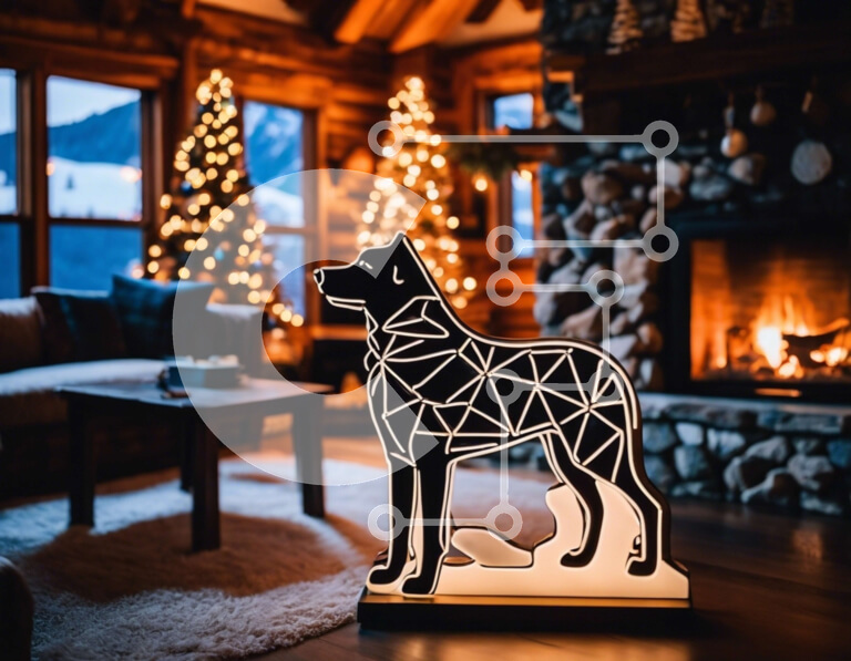 Intra Συλλεκτικό Ξύλινο Παζλ Plywood  4mm - Διακοσμημένο για διακοπές Σαλόνι με Γλυπτό σε σχήμα σκύλου Σε Ξύλινο Κουτί - Διαστάσεις Puzzle: 10x10 cm – 25 κομμάτια