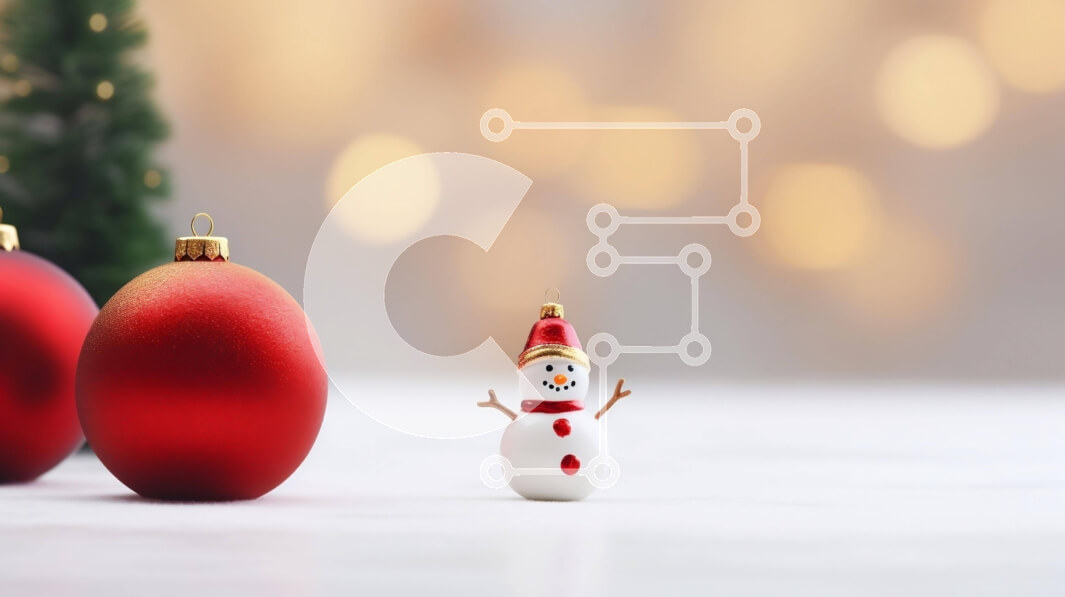 Intra Συλλεκτικό Ξύλινο Παζλ Plywood  4mm - Χιονάνθρωπος και Χριστουγεννιάτικα στολίδια σε εορταστικό φόντο Σε Ξύλινο Κουτί - Διαστάσεις: 10x10 cm – 25 κομμάτια