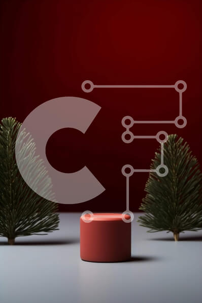 Intra Συλλεκτικό Ξύλινο Παζλ Plywood  4mm - Κόκκινο δοχείο με πεύκα και γύρω γύρω φώτα Σε Ξύλινο Κουτί - Διαστάσεις: 10x10 cm – 25 κομμάτια