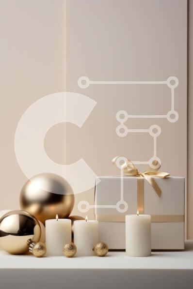 Intra Συλλεκτικό Ξύλινο Παζλ Plywood  4mm - Γιορτινά χρυσά στολίδια τραπεζιού για τις γιορτές Σε Ξύλινο Κουτί - Διαστάσεις: 10x10 cm – 25 κομμάτια