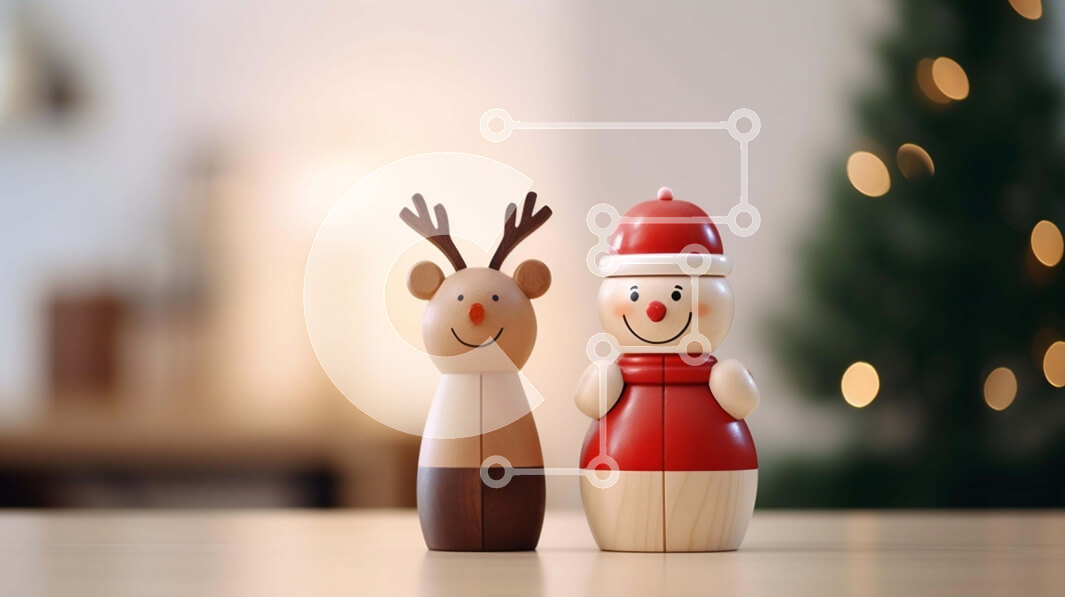 Intra Συλλεκτικό Ξύλινο Παζλ Plywood  4mm - Ξύλινα ειδώλια χιονάνθρωπου και ταράνδων για διακόσμηση διακοπών Σε Ξύλινο Κουτί - Διαστάσεις: 10x10 cm – 25 κομμάτια