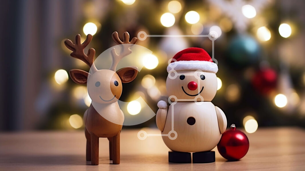 Intra Συλλεκτικό Ξύλινο Παζλ Plywood  4mm - Ξύλινα χριστουγεννιάτικα στολίδια χιονάνθρωπος και τάρανδος Σε Ξύλινο Κουτί - Διαστάσεις: 10x10 cm – 25 κομμάτια