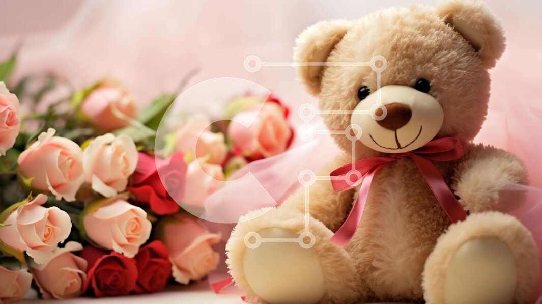 Intra Συλλεκτικό Ξύλινο Παζλ Plywood  4mm - Teddy Bear με ροζ τριαντάφυλλα - Ημέρα του Αγίου Βαλεντίνου ή ειδική περίσταση Σε Ξύλινο Κουτί - Διαστάσεις: 10x10 cm – 25 κομμάτια