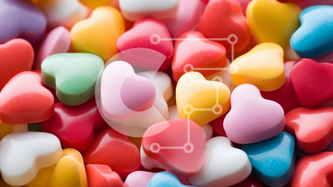 Intra Συλλεκτικό Ξύλινο Παζλ Plywood  4mm - Πολύχρωμες καραμέλες σε σχήμα καρδιάς για την ημέρα του Αγίου Βαλεντίνου και ειδικές περιστάσεις Σε Ξύλινο Κουτί - Διαστάσεις: 10x10 cm – 25 κομμάτια