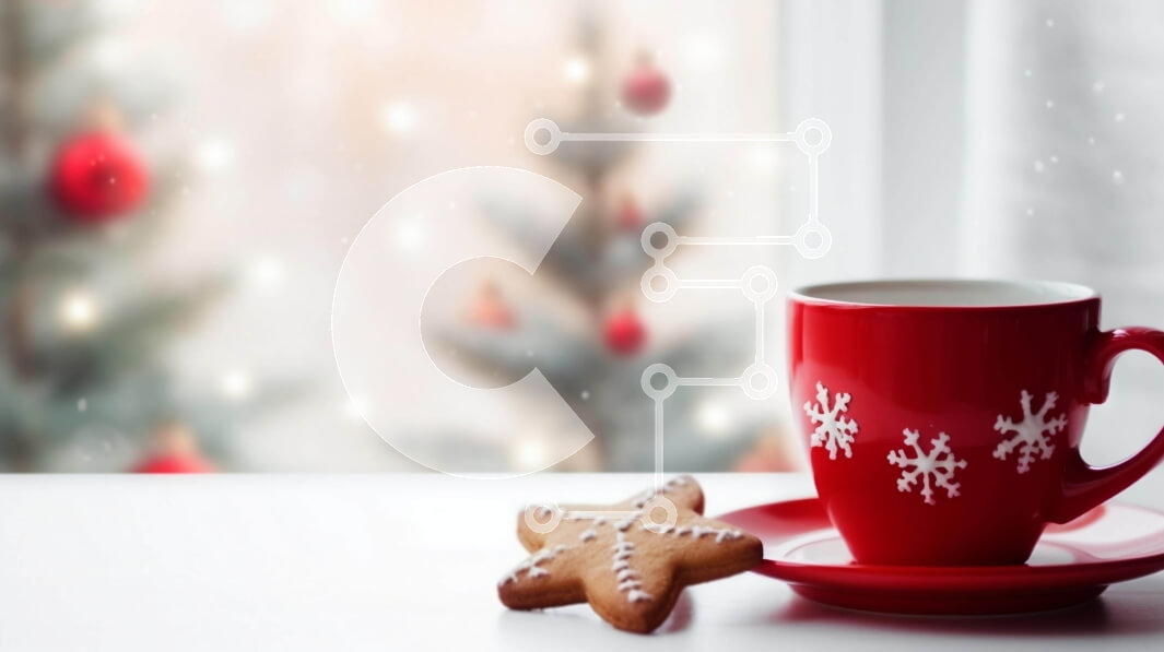 Σετ των 2 Intra Συλλεκτικό Ξύλινο Παζλ Plywood  4mm - Κόκκινο φλιτζάνι καφέ με μπισκότα και νιφάδες χιονιού Σε Ξύλινο Κουτί - Διαστάσεις: 10x10 cm – 25 κομμάτια