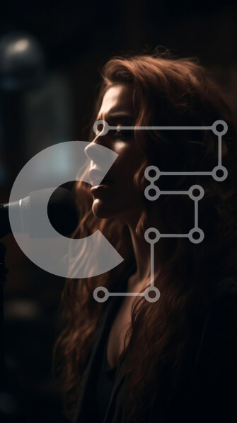 Intra Συλλεκτικό Ξύλινο Παζλ Plywood  4mm - Όμορφη ασπρόμαυρη εικόνα της γυναίκας που τραγουδά σε ένα μικρόφωνο Σε Ξύλινο Κουτί - Διαστάσεις Puzzle: 10x10 cm – 25 κομμάτια