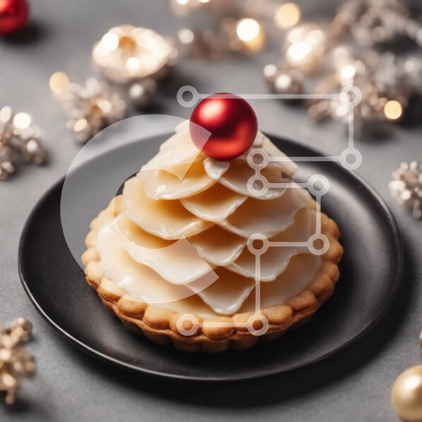 Σετ των 2 Intra Συλλεκτικό Ξύλινο Παζλ Plywood  4mm - Επιδόρπιο ζαχαροπλαστικής με χριστουγεννιάτικο δέντρο με διακόσμηση με κόκκινη μπάλα Σε Ξύλινο Κουτί - Διαστάσεις: 10x10 cm – 25 κομμάτια