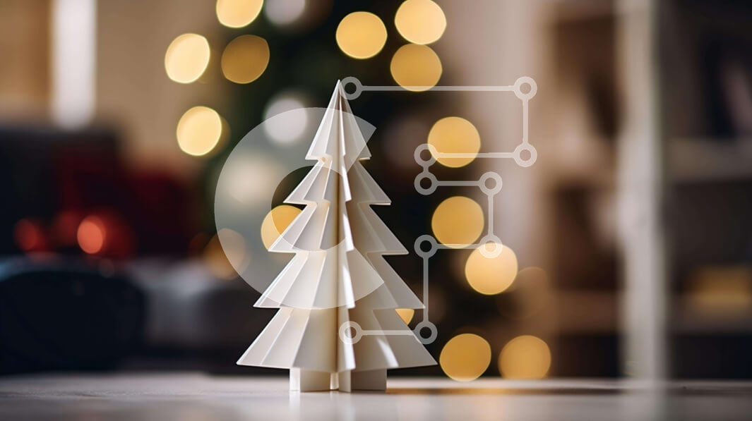 Intra Συλλεκτικό Ξύλινο Παζλ Plywood  4mm - Μικρό χάρτινο στολίδι δέντρου με γιορτινά φώτα και στολίδια Σε Ξύλινο Κουτί - Διαστάσεις: 10x10 cm – 25 κομμάτια