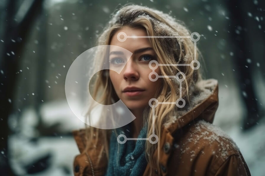 Intra Συλλεκτικό Ξύλινο Παζλ Plywood  4mm - Όμορφη εικόνα της γυναίκας στα χιονισμένα δάση Σε Ξύλινο Κουτί - Διαστάσεις: 10x10 cm – 25 κομμάτια