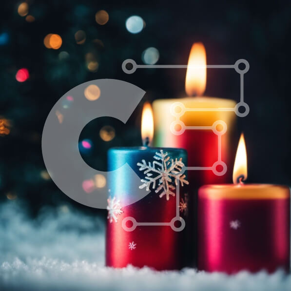 Intra Συλλεκτικό Ξύλινο Παζλ Plywood  4mm - Χριστουγεννιάτικα κεριά σε χιονισμένο φόντο Σε Ξύλινο Κουτί - Διαστάσεις: 10x10 cm – 25 κομμάτια