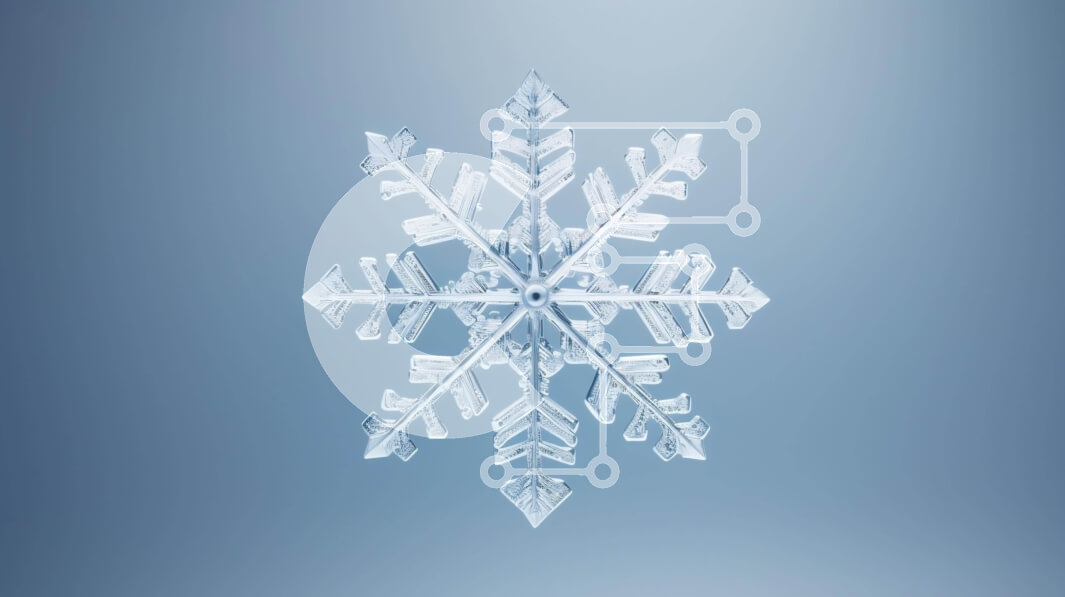 Intra Συλλεκτικό Ξύλινο Παζλ Plywood  4mm - Κοντινό πλάνο νιφάδα χιονιού με καθαρούς κρυστάλλους Σε Ξύλινο Κουτί - Διαστάσεις: 10x10 cm – 25 κομμάτια