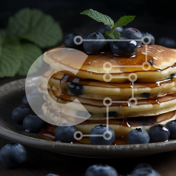 Σετ των 2 Intra Συλλεκτικό Ξύλινο Παζλ Plywood  4mm - Νόστιμη εικόνα με τηγανίτες με βατόμουρα και σιρόπι Σε Ξύλινο Κουτί - Διαστάσεις: 10x10 cm – 25 κομμάτια