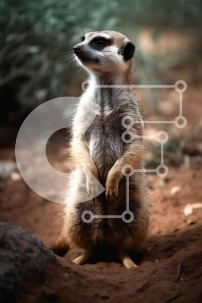 Σετ των 2 Intra Συλλεκτικό Ξύλινο Παζλ Plywood  4mm - Αξιολάτρευτο Meerkat που στέκεται σε ξέφωτο που περιβάλλεται από δέντρα και θάμνους Σε Ξύλινο Κουτί - Διαστάσεις: 10x10 cm – 25 κομμάτια