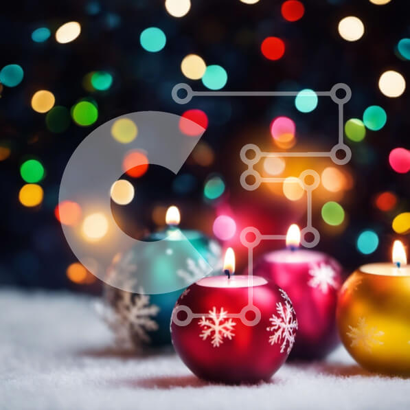 Intra Συλλεκτικό Ξύλινο Παζλ Plywood  4mm - Πολύχρωμα κεριά με νιφάδες χιονιού και φώτα Σε Ξύλινο Κουτί - Διαστάσεις: 10x10 cm – 25 κομμάτια