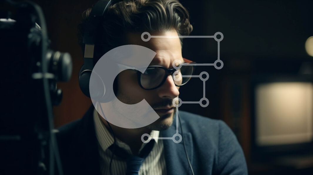 Intra Συλλεκτικό Ξύλινο Παζλ Plywood  4mm - Επαγγελματίας επιχειρηματίας με μικρόφωνο και σοβαρή έκφραση Σε Ξύλινο Κουτί - Διαστάσεις Puzzle: 10x10 cm – 25 κομμάτια