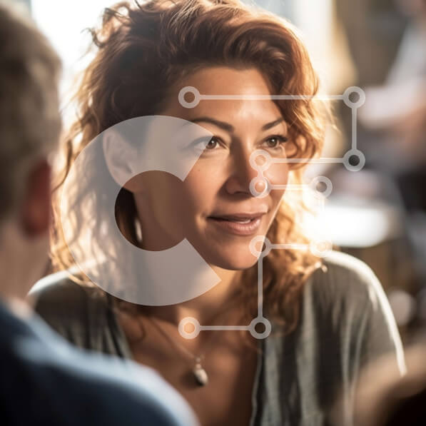 Intra Συλλεκτικό Ξύλινο Παζλ Plywood  4mm - Χαλαρή γυναίκα με γκρι πουκάμισο που ελέγχει το τηλέφωνο σε φιλόξενο εστιατόριο Σε Ξύλινο Κουτί - Διαστάσεις Puzzle: 10x10 cm – 25 κομμάτια