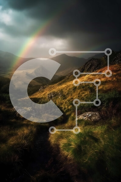 Σετ των 2 Intra Συλλεκτικό Ξύλινο Παζλ Plywood  4mm - Ουράνιο τόξο πάνω από το ορεινό τοπίο με τους θυελλώδεις ουρανούς Σε Ξύλινο Κουτί - Διαστάσεις: 10x10 cm – 25 κομμάτια