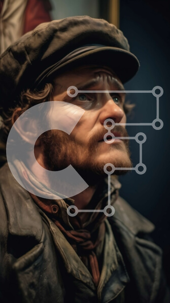 Intra Συλλεκτικό Ξύλινο Παζλ Plywood  4mm - Κομψός άντρας με μαύρο δερμάτινο μπουφάν και καπέλο Fedora Σε Ξύλινο Κουτί - Διαστάσεις Puzzle: 10x10 cm – 25 κομμάτια