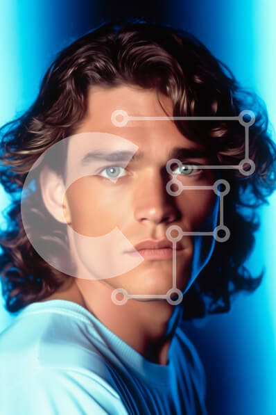 Intra Συλλεκτικό Ξύλινο Παζλ Plywood  4mm - Πορτρέτο ενός σοβαρού άνδρα με μακριά κυματιστά μαλλιά σε ένα άσπρο πουκάμισο Σε Ξύλινο Κουτί - Διαστάσεις Puzzle: 10x10 cm – 25 κομμάτια