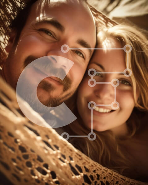 Intra Συλλεκτικό Ξύλινο Παζλ Plywood  4mm - Χαμογελαστό ζευγάρι στην αιώρα με ποτά Σε Ξύλινο Κουτί - Διαστάσεις Puzzle: 10x10 cm – 25 κομμάτια