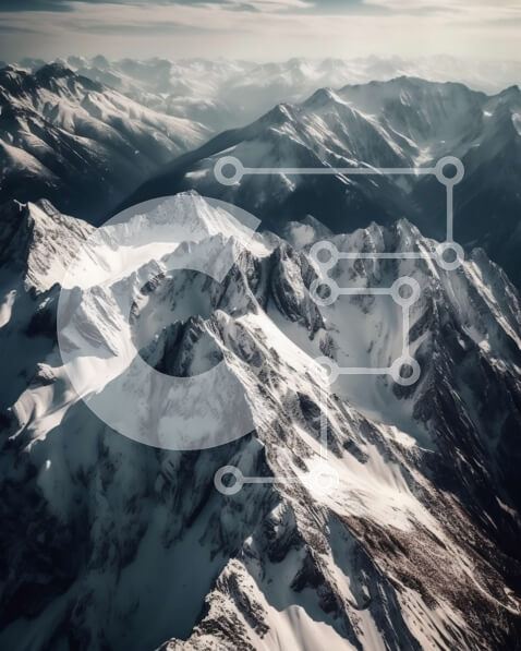 Intra Συλλεκτικό Ξύλινο Παζλ Plywood  4mm - Εκπληκτική εναέρια λήψη των Snowy Mountains Σε Ξύλινο Κουτί - Διαστάσεις: 10x10 cm – 25 κομμάτια