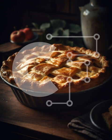 Σετ των 2 Intra Συλλεκτικό Ξύλινο Παζλ Plywood  4mm - Νόστιμη φρεσκοψημένη μηλόπιτα σε ξύλινο τραπέζι Σε Ξύλινο Κουτί - Διαστάσεις: 10x10 cm – 25 κομμάτια