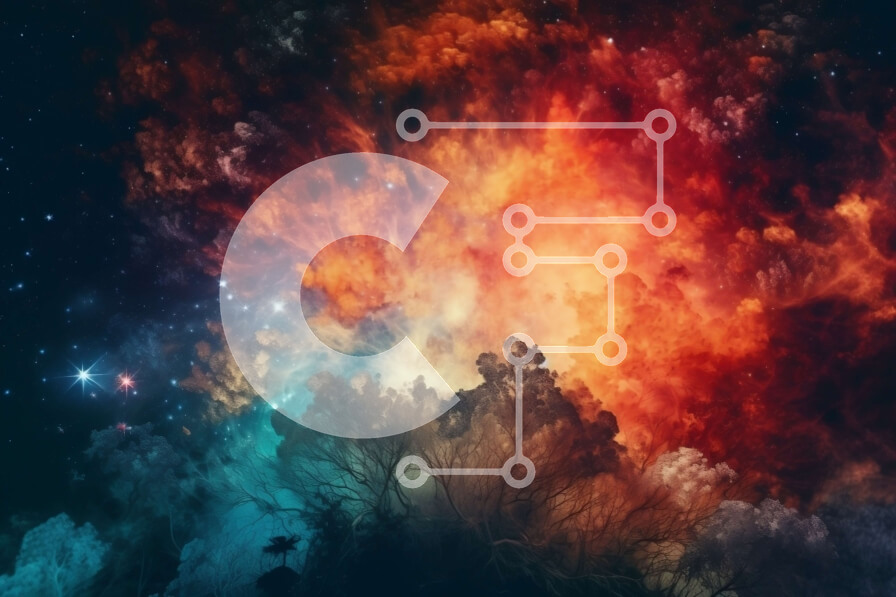 Intra Συλλεκτικό Ξύλινο Παζλ Plywood  4mm - Εκπληκτική εικόνα ενός πολύχρωμου νεφελώματος με αστέρια στο φόντο Σε Ξύλινο Κουτί - Διαστάσεις: 10x10 cm – 25 κομμάτια