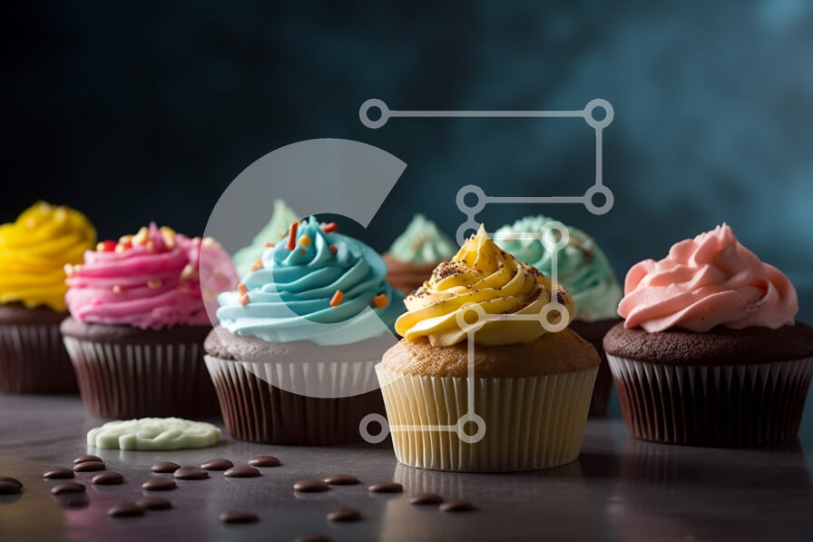 Σετ των 2 Intra Συλλεκτικό Ξύλινο Παζλ Plywood  4mm - Λαχταριστά cupcakes με μοναδικά σχέδια παγετού σε σκούρο φόντο Σε Ξύλινο Κουτί - Διαστάσεις: 10x10 cm – 25 κομμάτια