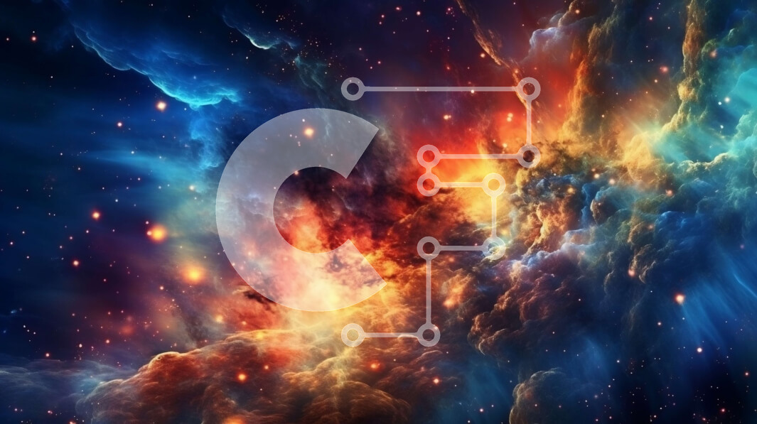 Intra Συλλεκτικό Ξύλινο Παζλ Plywood  4mm - Πολύχρωμη εικόνα ενός νεφελώματος που περιβάλλεται από αστέρια Σε Ξύλινο Κουτί - Διαστάσεις: 10x10 cm – 25 κομμάτια