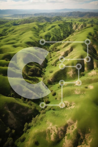 Σετ των 2 Intra Συλλεκτικό Ξύλινο Παζλ Plywood  4mm - Όμορφη εναέρια θέα στους πράσινους λόφους με τα δέντρα και το γαλάζιο του ουρανού Σε Ξύλινο Κουτί - Διαστάσεις: 10x10 cm – 25 κομμάτια