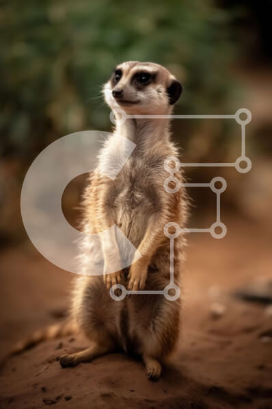 Σετ των 2 Intra Συλλεκτικό Ξύλινο Παζλ Plywood  4mm - Αξιολάτρευτο Meerkat που στέκεται στα πίσω πόδια με μεγάλα μάτια και θαμνώδη ουρά Σε Ξύλινο Κουτί - Διαστάσεις: 10x10 cm – 25 κομμάτια