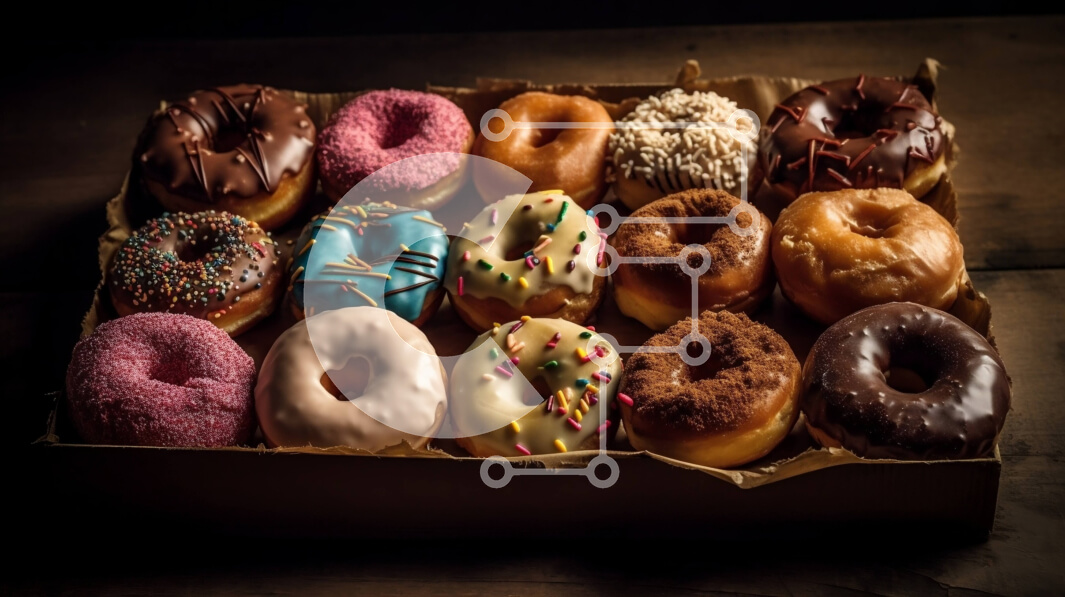 Σετ των 2 Intra Συλλεκτικό Ξύλινο Παζλ Plywood  4mm - Νόστιμη ποικιλία από ντόνατς σε κουτί Σε Ξύλινο Κουτί - Διαστάσεις: 10x10 cm – 25 κομμάτια