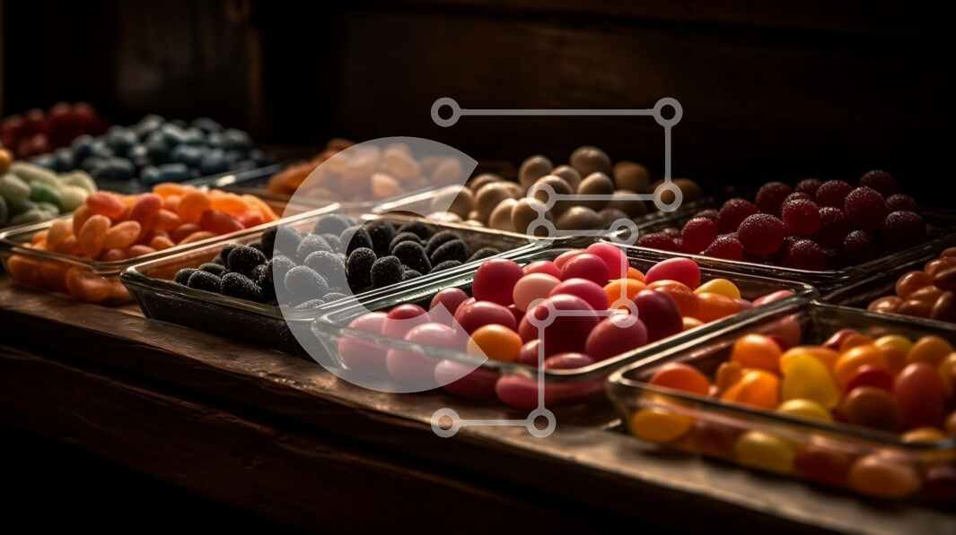 Σετ των 2 Intra Συλλεκτικό Ξύλινο Παζλ Plywood  4mm - Ποικιλία από Gummy Candies σε έντονα χρώματα Σε Ξύλινο Κουτί - Διαστάσεις: 10x10 cm – 25 κομμάτια