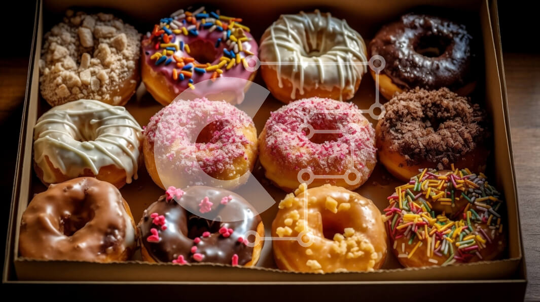 Σετ των 2 Intra Συλλεκτικό Ξύλινο Παζλ Plywood  4mm - Νόστιμα ντόνατς με πασπαλίσματα, σοκολάτα και γλάσο Σε Ξύλινο Κουτί - Διαστάσεις: 10x10 cm – 25 κομμάτια