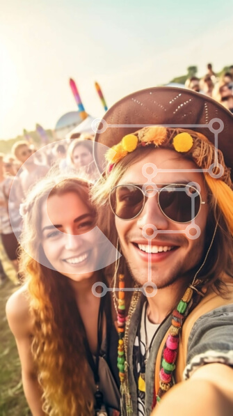 Intra Συλλεκτικό Ξύλινο Παζλ Plywood  4mm - Διασκεδαστική ομαδική selfie σε ένα πολύχρωμο μουσικό φεστιβάλ Σε Ξύλινο Κουτί - Διαστάσεις Puzzle: 10x10 cm – 25 κομμάτια