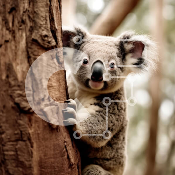 Intra Συλλεκτικό Ξύλινο Παζλ Plywood  4mm - Αξιολάτρευτη εικόνα μιας αρκούδας κοάλα που κάθεται σε έναν κορμό δέντρου Σε Ξύλινο Κουτί - Διαστάσεις: 10x10 cm – 25 κομμάτια