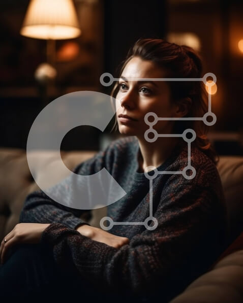 Intra Συλλεκτικό Ξύλινο Παζλ Plywood  4mm - Μοναχική νεαρή γυναίκα που κοιτάζει επίμονα στην απόσταση Σε Ξύλινο Κουτί - Διαστάσεις Puzzle: 10x10 cm – 25 κομμάτια