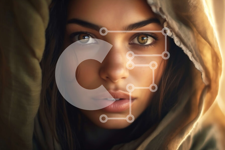 Intra Συλλεκτικό Ξύλινο Παζλ Plywood  4mm - Σοβαρή γυναίκα με καφέ μανδύα με κουκούλα που κοιτάζει την κάμερα Σε Ξύλινο Κουτί - Διαστάσεις Puzzle: 10x10 cm – 25 κομμάτια