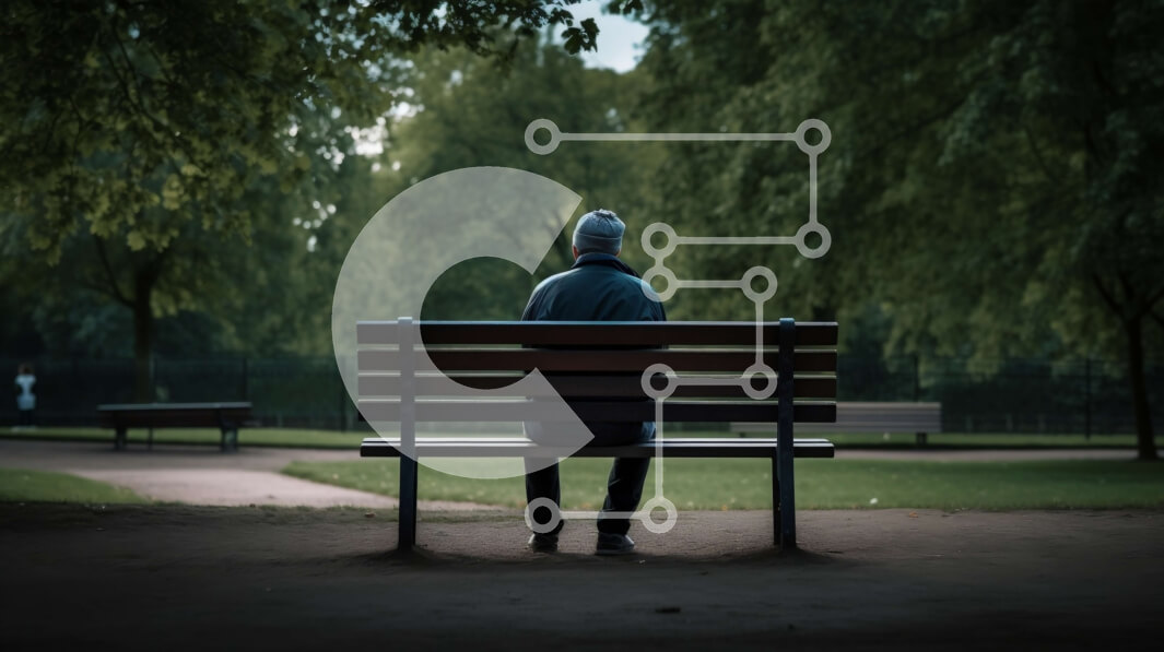 Intra Συλλεκτικό Ξύλινο Παζλ Plywood  4mm - Χαλαρωτική εικόνα ενός ατόμου που κάθεται σε ένα παγκάκι σε ένα πάρκο Σε Ξύλινο Κουτί - Διαστάσεις Puzzle: 10x10 cm – 25 κομμάτια