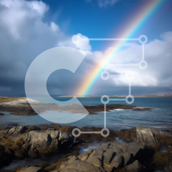 Intra Συλλεκτικό Ξύλινο Παζλ Plywood  4mm - Ζωντανό ουράνιο τόξο πάνω από μια ήρεμη βραχώδη ακτή Σε Ξύλινο Κουτί - Διαστάσεις: 10x10 cm – 25 κομμάτια