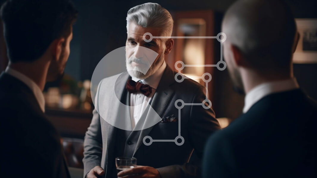 Intra Συλλεκτικό Ξύλινο Παζλ Plywood  4mm - Ώριμος επιχειρηματίας που φαίνεται κουρασμένος και αδιάφορος στη συνομιλία Σε Ξύλινο Κουτί - Διαστάσεις Puzzle: 10x10 cm – 25 κομμάτια