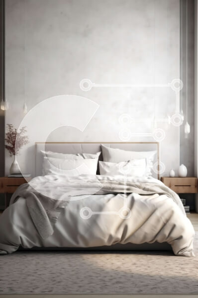 Intra Συλλεκτικό Ξύλινο Παζλ Plywood  4mm - Άνετο και μοντέρνο υπνοδωμάτιο με μεγάλο κρεβάτι και κομοδίνα Σε Ξύλινο Κουτί - Διαστάσεις Puzzle: 10x10 cm – 25 κομμάτια