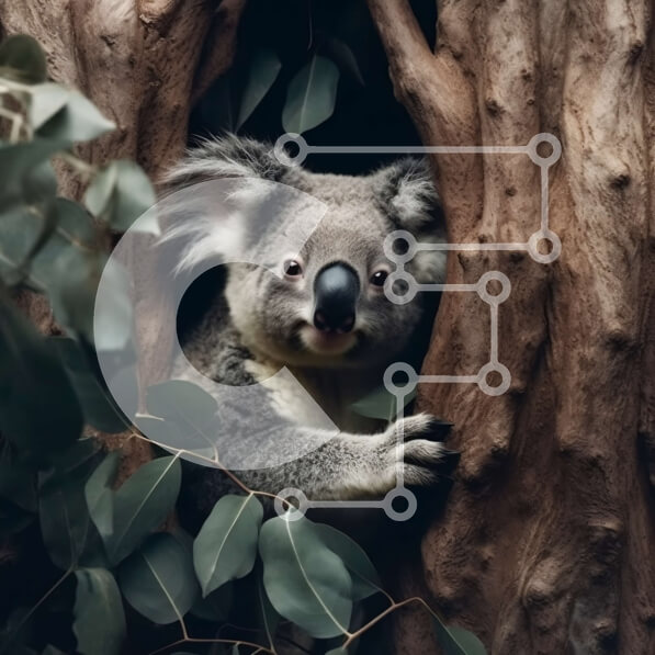 Intra Συλλεκτικό Ξύλινο Παζλ Plywood  4mm - Αξιολάτρευτη εικόνα μιας αρκούδας κοάλα που κρυφοκοιτάζει από μια κοιλότητα δέντρου Σε Ξύλινο Κουτί - Διαστάσεις: 10x10 cm – 25 κομμάτια