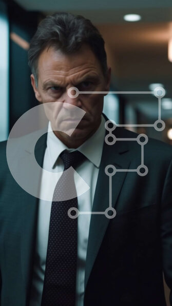 Intra Συλλεκτικό Ξύλινο Παζλ Plywood  4mm - Σοβαρός επιχειρηματίας με κοστούμι που στέκεται στο τσιμεντένιο διάδρομο Σε Ξύλινο Κουτί - Διαστάσεις Puzzle: 10x10 cm – 25 κομμάτια